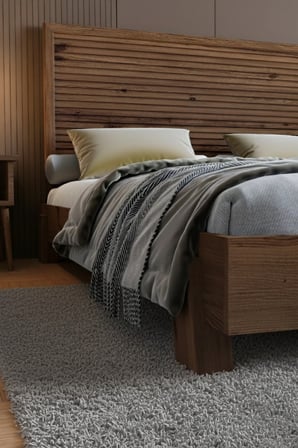 Alaz Model Yatay Başlıklı Masif Ahşap Karyola Kolay Kurulum Fırınlanmış İthal Sibirya Çamı 90x190 Yatak Uyumlu