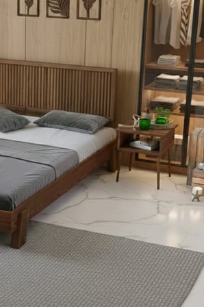 Alaz Model Dikey Başlıklı Masif Ahşap Karyola Kolay Kurulum Fırınlanmış İthal Sibirya Çamı 90x190 Yatak Uyumlu