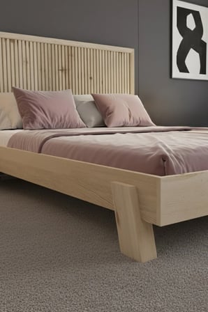 Alaz Model Dikey Başlıklı Masif Ahşap Karyola Kolay Kurulum Fırınlanmış İthal Sibirya Çamı 90x190 Yatak Uyumlu