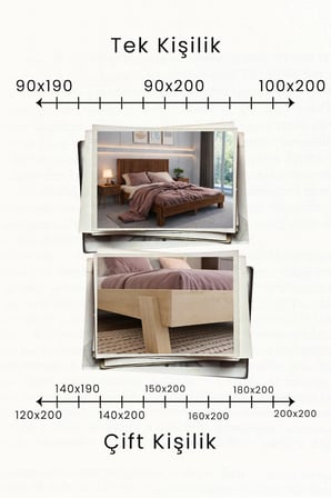 Alaz Model Dikey Başlıklı Masif Ahşap Karyola Kolay Kurulum Fırınlanmış İthal Sibirya Çamı 90x190 Yatak Uyumlu