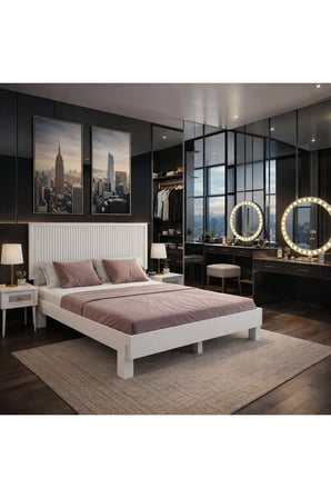 Alaz Model Dikey Başlıklı Masif Ahşap Karyola Kolay Kurulum Fırınlanmış İthal Sibirya Çamı 90x190 Yatak Uyumlu