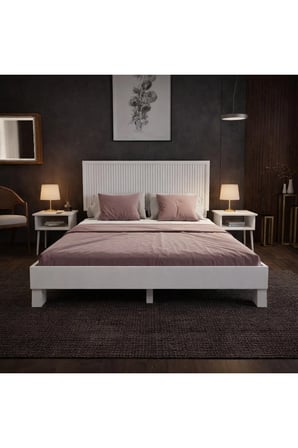 Alaz Model Dikey Başlıklı Masif Ahşap Karyola Kolay Kurulum Fırınlanmış İthal Sibirya Çamı 90x190 Yatak Uyumlu