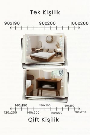 Damla Model 2 Başlıklı Masif Ahşap Karyola Kolay Kurulum Fırınlanmış İthal Sibirya Çamı 90x190 Yatak Uyumlu