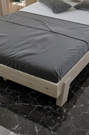 Damla Model 2 Başlıklı Masif Ahşap Karyola Kolay Kurulum Fırınlanmış İthal Sibirya Çamı 90x190 Yatak Uyumlu
