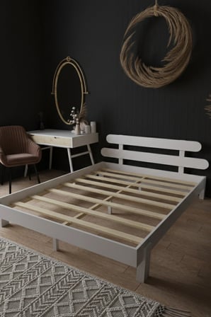 Damla Model 2 Başlıklı Masif Ahşap Karyola Kolay Kurulum Fırınlanmış İthal Sibirya Çamı 90x190 Yatak Uyumlu