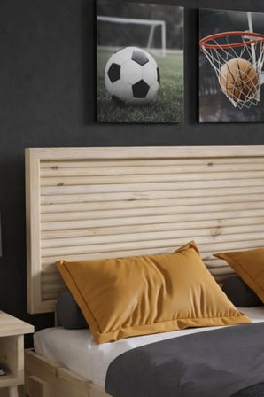 Ebruli̇ Model Yatay Başlıklı Masif Ahşap Karyola Kolay Kurulum Fırınlanmış İthal Sibirya Çamı 90x190 Yatak Uyumlu