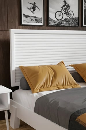 Ebruli̇ Model Yatay Başlıklı Masif Ahşap Karyola Kolay Kurulum Fırınlanmış İthal Sibirya Çamı 90x190 Yatak Uyumlu