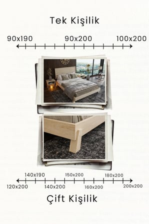 Hüma Model Yatay Başlıklı Masif Ahşap Karyola Kolay Kurulum Fırınlanmış İthal Sibirya Çamı 90x190 Yatak Uyumlu