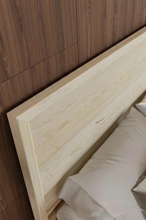 Hüma Model Yatay Başlıklı Masif Ahşap Karyola Kolay Kurulum Fırınlanmış İthal Sibirya Çamı 90x190 Yatak Uyumlu