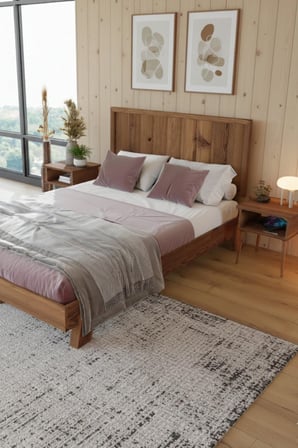 Hüma Model Dikey Başlıklı Masif Ahşap Karyola Kolay Kurulum Fırınlanmış İthal Sibirya Çamı 90x190 Yatak Uyumlu