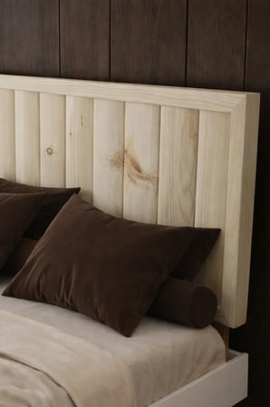 Hüma Model Dikey Başlıklı Masif Ahşap Karyola Kolay Kurulum Fırınlanmış İthal Sibirya Çamı 90x190 Yatak Uyumlu