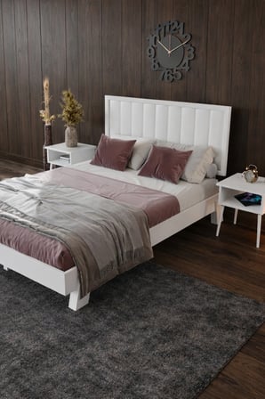 Hüma Model Dikey Başlıklı Masif Ahşap Karyola Kolay Kurulum Fırınlanmış İthal Sibirya Çamı 90x190 Yatak Uyumlu