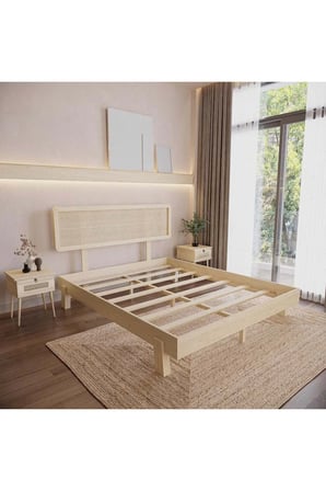 Li̇lyum Model  Hazeran Başlıklı Masif Ahşap Karyola Kolay Kurulum Fırınlanmış İthal Sibirya Çamı 100x200 Yatak Uyumlu