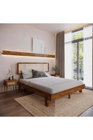Li̇lyum Model  Hazeran Başlıklı Masif Ahşap Karyola Kolay Kurulum Fırınlanmış İthal Sibirya Çamı 90x190 Yatak Uyumlu