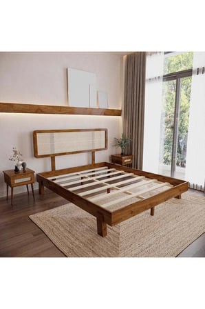 Li̇lyum Model  Hazeran Başlıklı Masif Ahşap Karyola Kolay Kurulum Fırınlanmış İthal Sibirya Çamı 90x190 Yatak Uyumlu