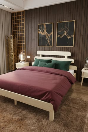 Lotus X Model Masif Ahşap Karyola Kolay Kurulum Fırınlanmış İthal Sibirya Çamı 90x190 Yatak Uyumlu