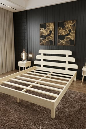 Lotus X Model Masif Ahşap Karyola Kolay Kurulum Fırınlanmış İthal Sibirya Çamı 90x190 Yatak Uyumlu