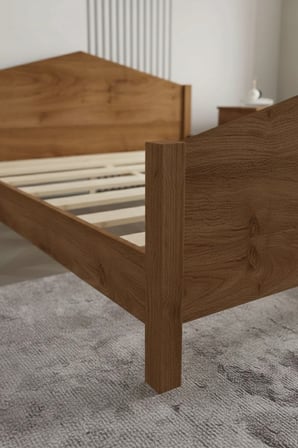 Mi̇lano Piramit Model Masif Ahşap Karyola Kolay Kurulum Fırınlanmış İthal Sibirya Çamı 100x200 Yatak Uyumlu