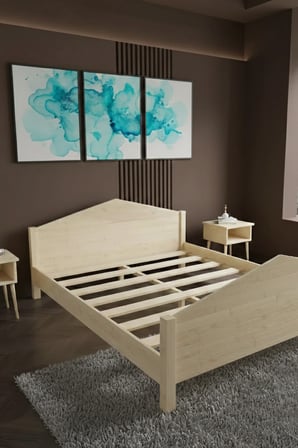 Mi̇lano Piramit Model Masif Ahşap Karyola Kolay Kurulum Fırınlanmış İthal Sibirya Çamı 100x200 Yatak Uyumlu