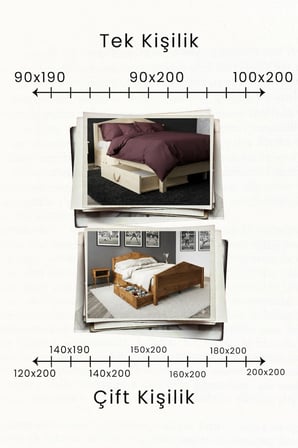 Mi̇lano Piramit Model 2 Çekmeceli Masif Ahşap Karyola Kolay Kurulum Fırınlanmış İthal Sibirya Çamı 90x190 Yatak Uyumlu