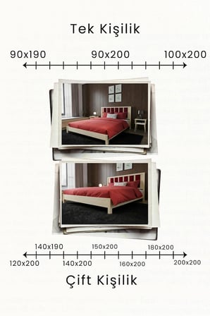 Ori̇on Model Bordo Puf Başlıklı Masif Ahşap Karyola Kolay Kurulum Fırınlanmış İthal Sibirya Çamı 90x190 Yatak Uyumlu