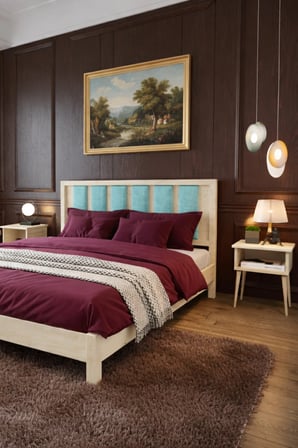 Ori̇on Model Cam Göbeği Puf Başlıklı Masif Ahşap Karyola Kolay Kurulum Fırınlanmış İthal Sibirya Çamı 90x190 Yatak Uyumlu