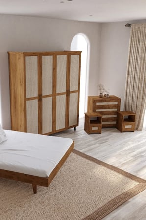 Padova Model Hazeran Başlıklı Masif Ahşap Karyola Kolay Kurulum Fırınlanmış İthal Sibirya Çamı 90x200 Yatak Uyumlu