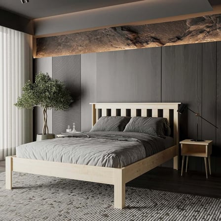 Shark New Model Masif Ahşap Karyola Kolay Kurulum Fırınlanmış İthal Sibirya Çamı 90x200 Yatak Uyumlu