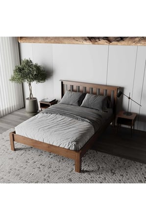 Shark New Model Masif Ahşap Karyola Kolay Kurulum Fırınlanmış İthal Sibirya Çamı 90x190 Yatak Uyumlu