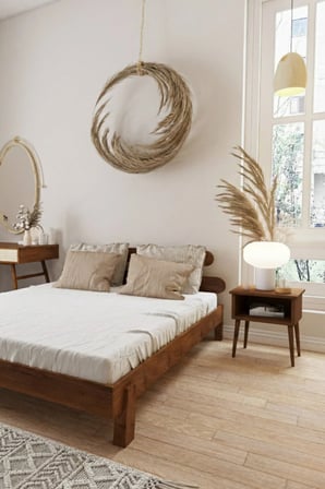Damla Model 2 Başlıklı Masif Ahşap Karyola ve 2 Adet Komodin Kolay Kurulum Fırınlanmış İthal Sibirya Çamı 90x190 Yatak Uyumlu 2 Adet Komodin