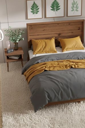 Ebruli̇ Model Yatay Başlıklı Masif Ahşap Karyola ve 2 Adet Komodin Kolay Kurulum Fırınlanmış İthal Sibirya Çamı 90x190 Yatak Uyumlu 2 Adet Komodin