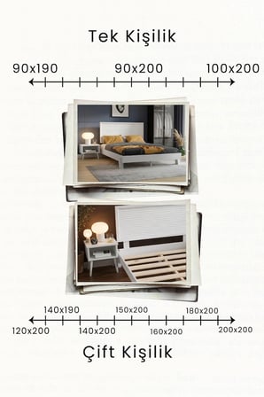 Ebruli̇ Model Yatay Başlıklı Masif Ahşap Karyola ve 2 Adet Komodin Kolay Kurulum Fırınlanmış İthal Sibirya Çamı 90x190 Yatak Uyumlu 2 Adet Komodin
