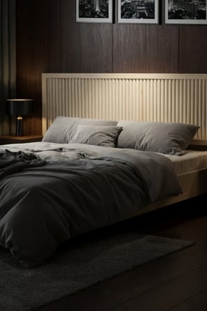 Ebruli̇ Model Dikey Başlıklı Masif Ahşap Karyola ve 2 Adet Komodin Kolay Kurulum Fırınlanmış İthal Sibirya Çamı 90x190 Yatak Uyumlu 2 Adet Komodin