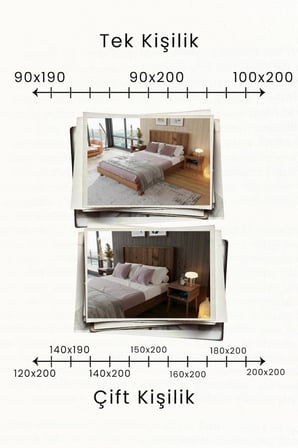 Hüma Model Dikey Başlıklı Masif Ahşap Karyola ve 2 Adet Komodin Kolay Kurulum Fırınlanmış İthal Sibirya Çamı 90x190 Yatak Uyumlu 2 Adet Komodin