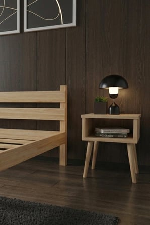 Letto Model Masif Ahşap Karyola ve 2 Adet Komodin Kolay Kurulum Fırınlanmış İthal Sibirya Çamı 180x200 Yatak Uyumlu 2 Adet Komodin