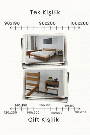 Letto Model Masif Ahşap Karyola ve 2 Adet Komodin Kolay Kurulum Fırınlanmış İthal Sibirya Çamı 90x190 Yatak Uyumlu 2 Adet Komodin
