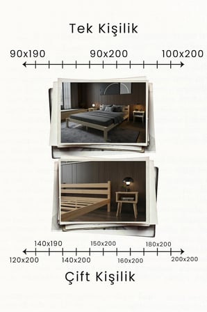 Letto Model Masif Ahşap Karyola ve 2 Adet Komodin Kolay Kurulum Fırınlanmış İthal Sibirya Çamı 90x190 Yatak Uyumlu 2 Adet Komodin