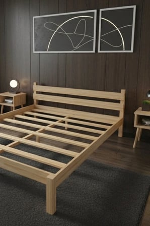 Letto Model Masif Ahşap Karyola ve 2 Adet Komodin Kolay Kurulum Fırınlanmış İthal Sibirya Çamı 90x190 Yatak Uyumlu 2 Adet Komodin