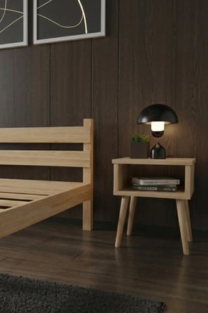 Letto Model Masif Ahşap Karyola ve 2 Adet Komodin Kolay Kurulum Fırınlanmış İthal Sibirya Çamı 180x200 Yatak Uyumlu 2 Adet Komodin