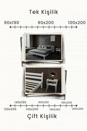 Letto Model Masif Ahşap Karyola ve 2 Adet Komodin Kolay Kurulum Fırınlanmış İthal Sibirya Çamı 90x190 Yatak Uyumlu 2 Adet Komodin