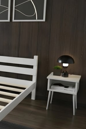 Letto Model Masif Ahşap Karyola ve 2 Adet Komodin Kolay Kurulum Fırınlanmış İthal Sibirya Çamı 90x190 Yatak Uyumlu 2 Adet Komodin