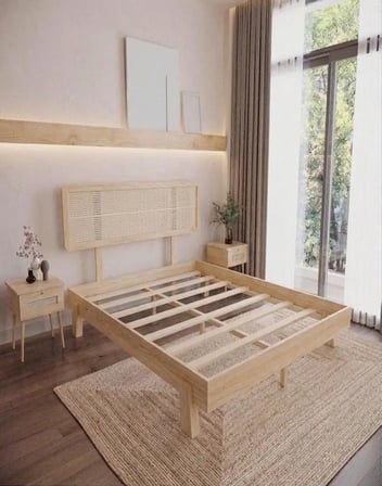 Li̇lyum Model Hazeran Başlıklı Masif Ahşap Karyola ve 2 Adet Komodin Kolay Kurulum Fırınlanmış İthal Sibirya Çamı 90x190 Yatak Uyumlu 2 Adet Komodin
