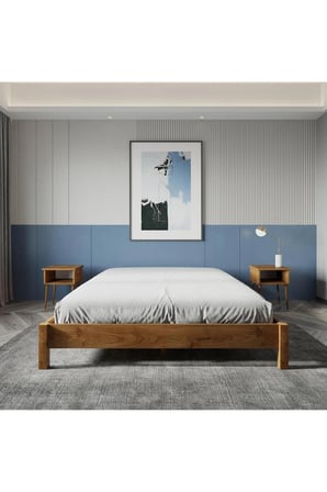 Loft Model Masif Ahşap Karyola ve 2 Adet Komodin Kolay Kurulum Fırınlanmış İthal Sibirya Çamı 90x190 Yatak Uyumlu 2 Adet Komodin