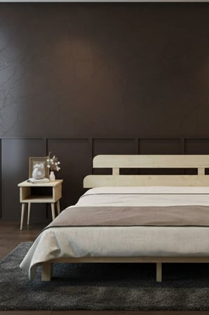 Lotus Model Masif Ahşap Karyola ve 2 Adet Komodin Kolay Kurulum Fırınlanmış İthal Sibirya Çamı 90x190 Yatak Uyumlu 2 Adet Komodin