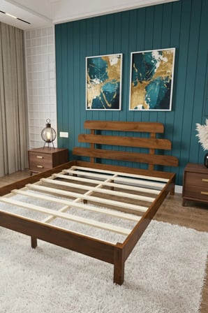Lotus X Model Masif Ahşap Karyola ve 2 Adet Komodin Kolay Kurulum Fırınlanmış İthal Sibirya Çamı 90x190 Yatak Uyumlu 2 Adet Komodin