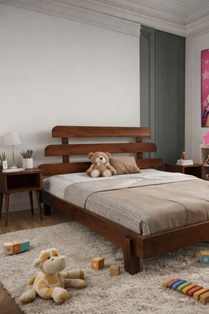 Lotus X Model Masif Ahşap Karyola ve 2 Adet Komodin Kolay Kurulum Fırınlanmış İthal Sibirya Çamı 90x190 Yatak Uyumlu 2 Adet Komodin