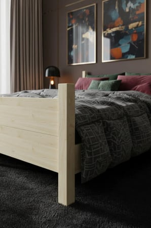 Melodi̇ Model Masif Ahşap Karyola ve 2 Adet Komodin Kolay Kurulum Fırınlanmış İthal Sibirya Çamı 90x190 Yatak Uyumlu 2 Adet Komodin