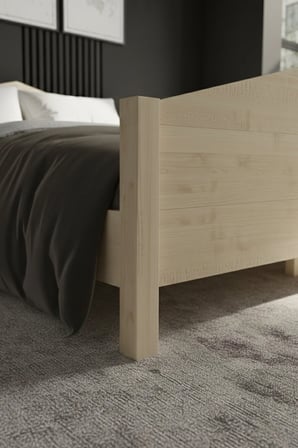 Mi̇lano Piramit Model Masif Ahşap Karyola ve 2 Adet Komodin Kolay Kurulum Fırınlanmış İthal Sibirya Çamı 90x190 Yatak Uyumlu 2 Adet Komodin