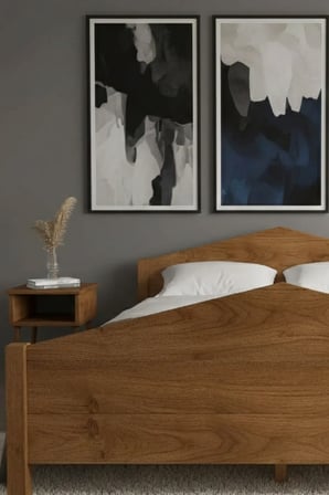 Mi̇lano Piramit Model Masif Ahşap Karyola ve 2 Adet Komodin Kolay Kurulum Fırınlanmış İthal Sibirya Çamı 100x200 Yatak Uyumlu 2 Adet Komodin