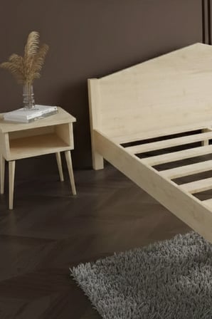 Mi̇lano Piramit Model Masif Ahşap Karyola ve 2 Adet Komodin Kolay Kurulum Fırınlanmış İthal Sibirya Çamı 100x200 Yatak Uyumlu 2 Adet Komodin